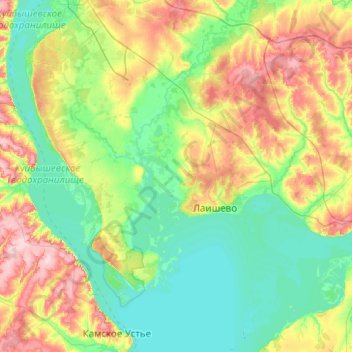 Лаишевский район topographic map, elevation, terrain