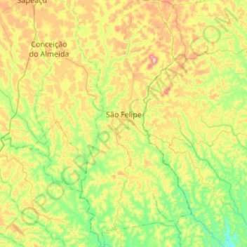 São Felipe topographic map, elevation, terrain