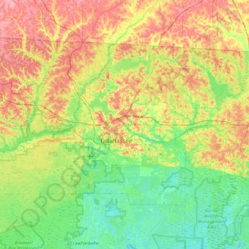 Leon County topographic map, elevation, terrain