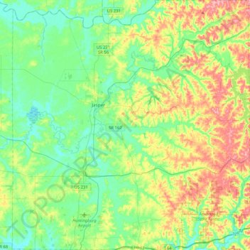 Dubois County topographic map, elevation, terrain