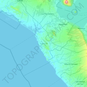 Nagarote topographic map, elevation, terrain