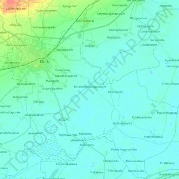 Eluru topographic map, elevation, terrain