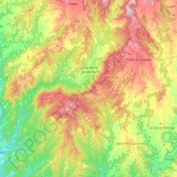Santa Maria de Merlès topographic map, elevation, terrain