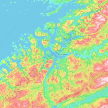 Namsos topographic map, elevation, terrain