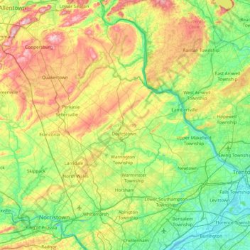 Bucks County topographic map, elevation, terrain