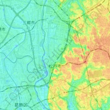 Matsudo topographic map, elevation, terrain