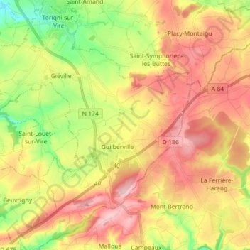 Torigny-les-Villes topographic map, elevation, terrain