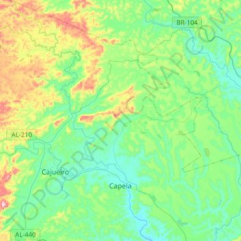 Capela topographic map, elevation, terrain
