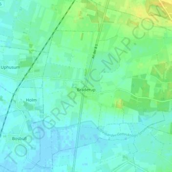 Braderup topographic map, elevation, terrain