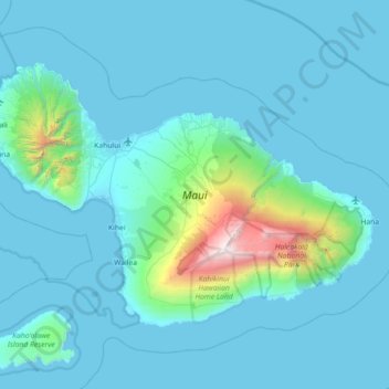 Maui topographic map, elevation, terrain