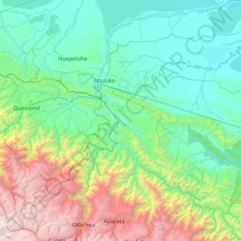 Inambari topographic map, elevation, terrain