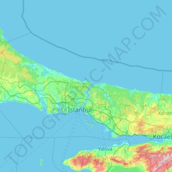 Marmara Region topographic map, elevation, terrain