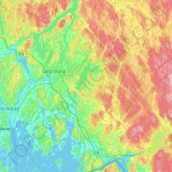 Sarpsborg topographic map, elevation, terrain