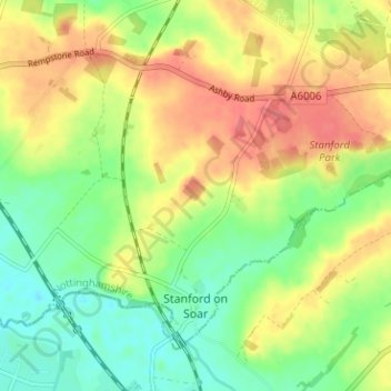 Stanford on Soar topographic map, elevation, terrain