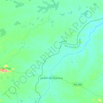 Jardim de Piranhas topographic map, elevation, terrain