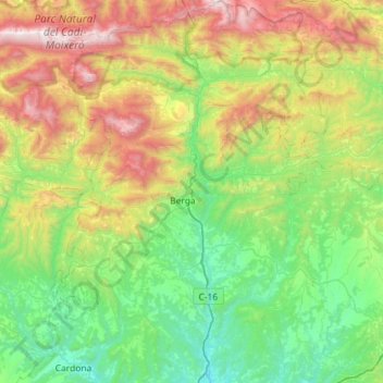 Berguéda topographic map, elevation, terrain