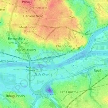 Bellevue - Chantenay - Sainte-Anne topographic map, elevation, terrain