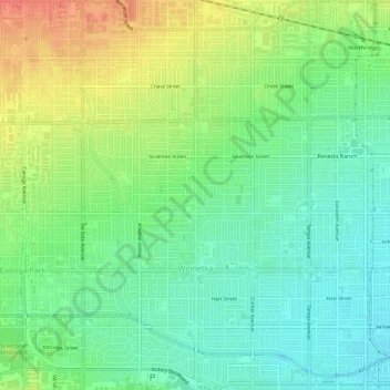 Winnetka Neighborhood Council District topographic map, elevation, terrain