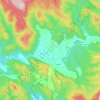 Blessington topographic map, elevation, terrain