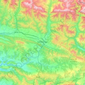 Sabiñánigo topographic map, elevation, terrain