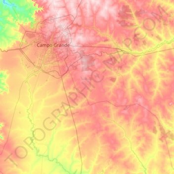 Campo Grande topographic map, elevation, terrain