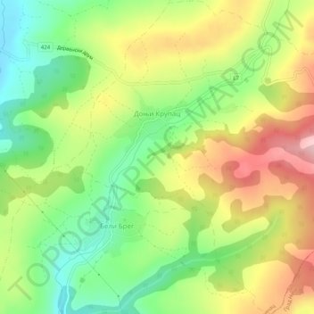 Donji Krupac topographic map, elevation, terrain