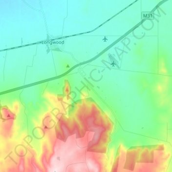 Longwood East topographic map, elevation, terrain