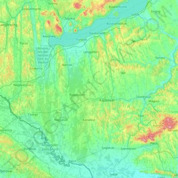 Somogy topographic map, elevation, terrain