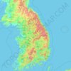Korean Peninsula topographic map, elevation, terrain
