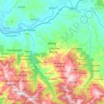Mekla topographic map, elevation, terrain