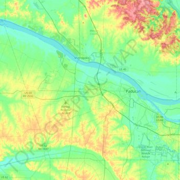 McCracken County topographic map, elevation, terrain