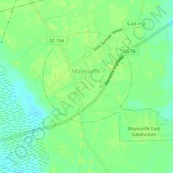 Mayesville topographic map, elevation, terrain