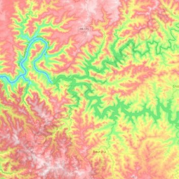Represa Foz do Areia topographic map, elevation, terrain