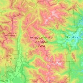 Rocky Mountain National Park topographic map, elevation, terrain