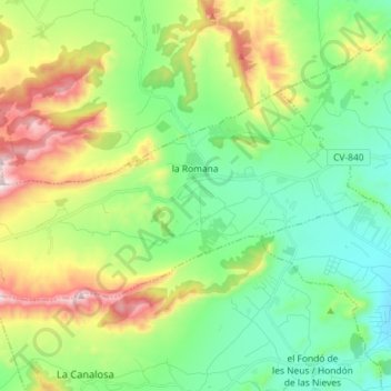 la Romana topographic map, elevation, terrain