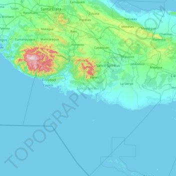 Sancti Spiritus topographic map, elevation, terrain