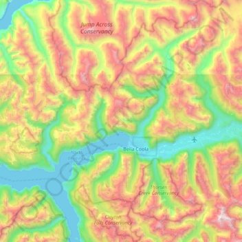 Area E (West Bella Coola/Clayton Falls/Tallheo) topographic map, elevation, terrain