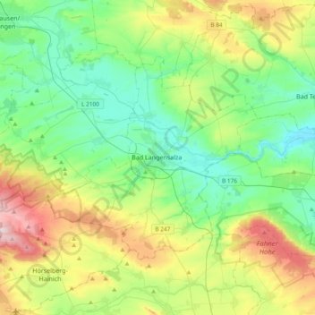 Bad Langensalza topographic map, elevation, terrain