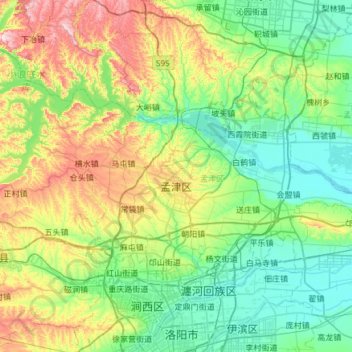 Mengjin District topographic map, elevation, terrain