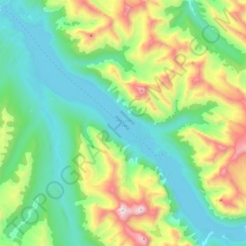 Maligne Lake topographic map, elevation, terrain
