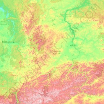 Republic of Khakassia topographic map, elevation, terrain