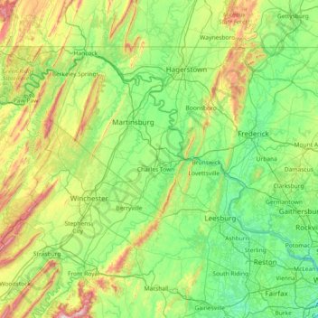 Upper Potomac River topographic map, elevation, terrain