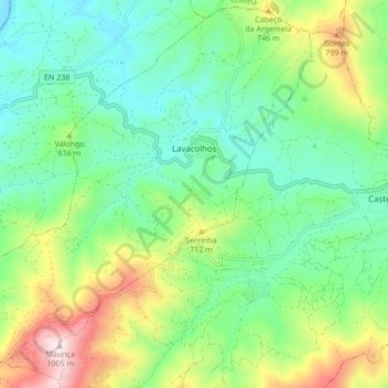 Lavacolhos topographic map, elevation, terrain