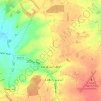 Great Gransden topographic map, elevation, terrain