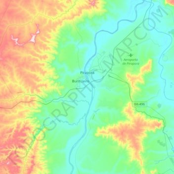 Pirapora topographic map, elevation, terrain
