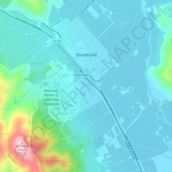 Yountville topographic map, elevation, terrain