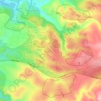 Elkana topographic map, elevation, terrain