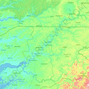 Geba River topographic map, elevation, terrain