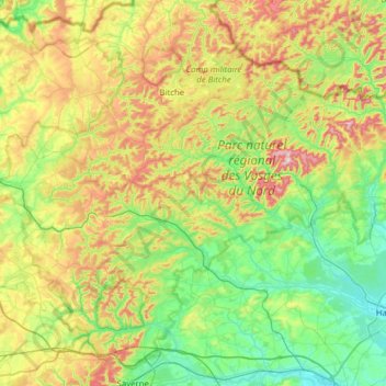 Vosges du Nord topographic map, elevation, terrain