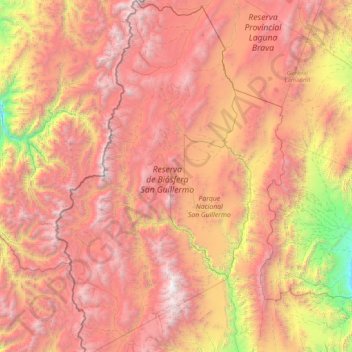 Reserva de Biósfera San Guillermo topographic map, elevation, terrain